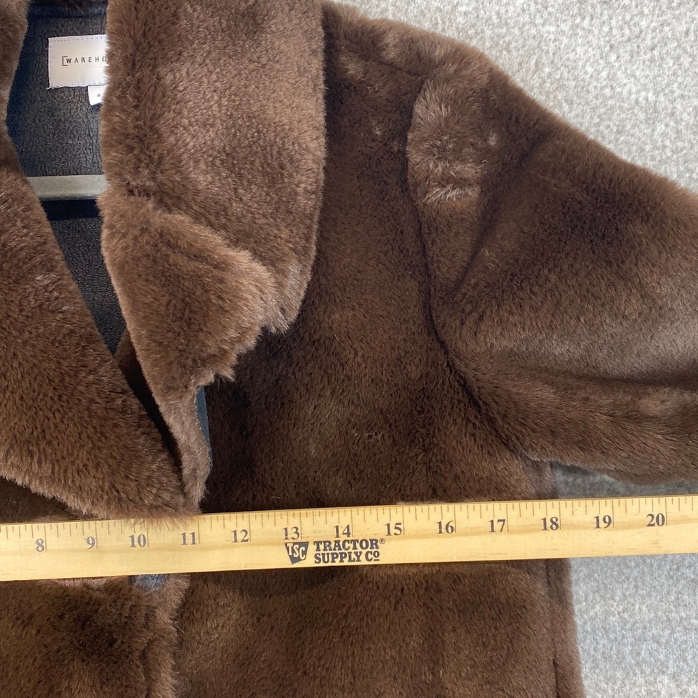Warehouse super soft faux fur blazer coat size 8 small brown chic warm - Picture 6 of 11